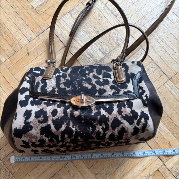 Coach Leather + Canvas Leopard Print Purse - Picture 9 of 12